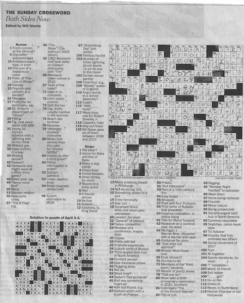Solved crossword puzzle