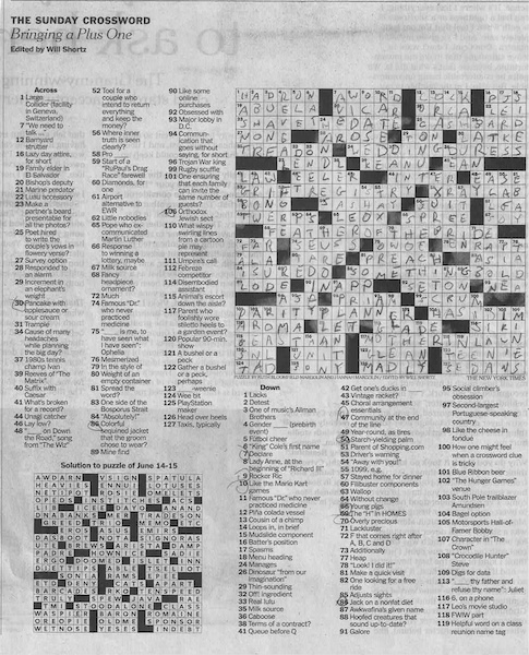 Solved crossword puzzle