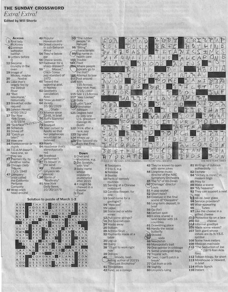 Solved crossword puzzle