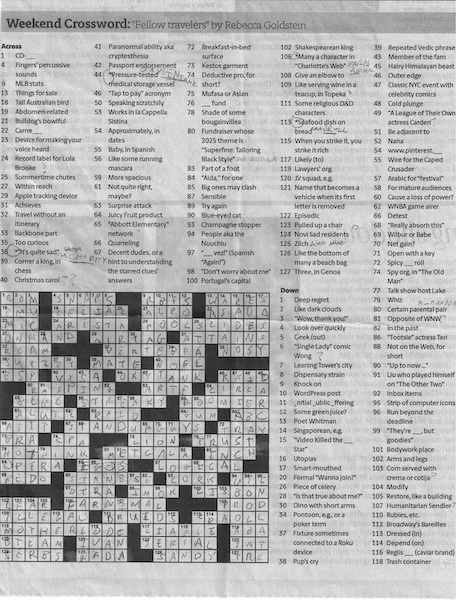 Solved crossword puzzle