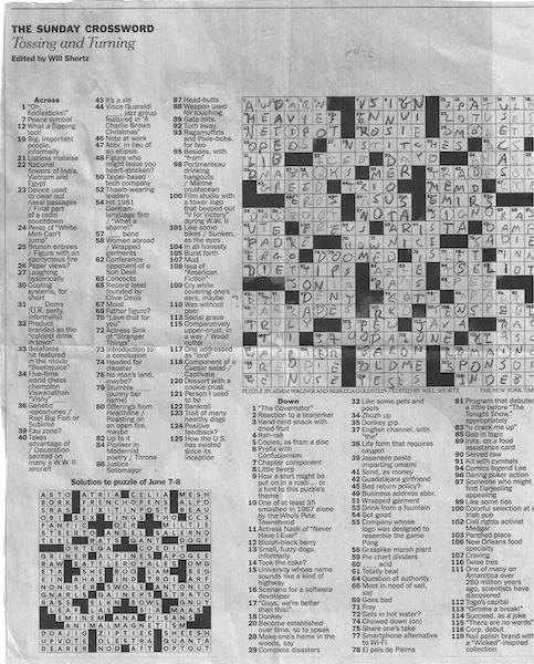Solved crossword puzzle